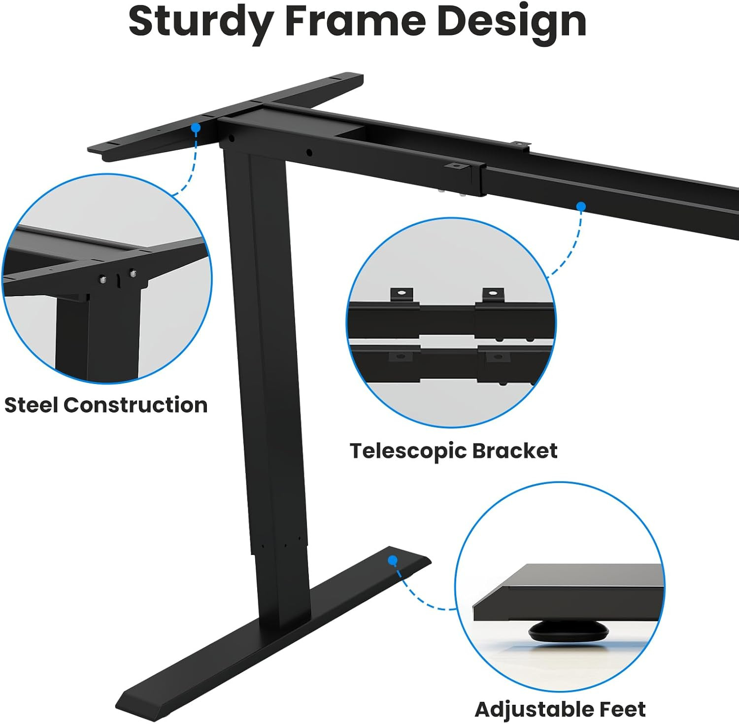 Height Adjustable Dual Motor Standing Desk Frame - 300 Lbs Capacity