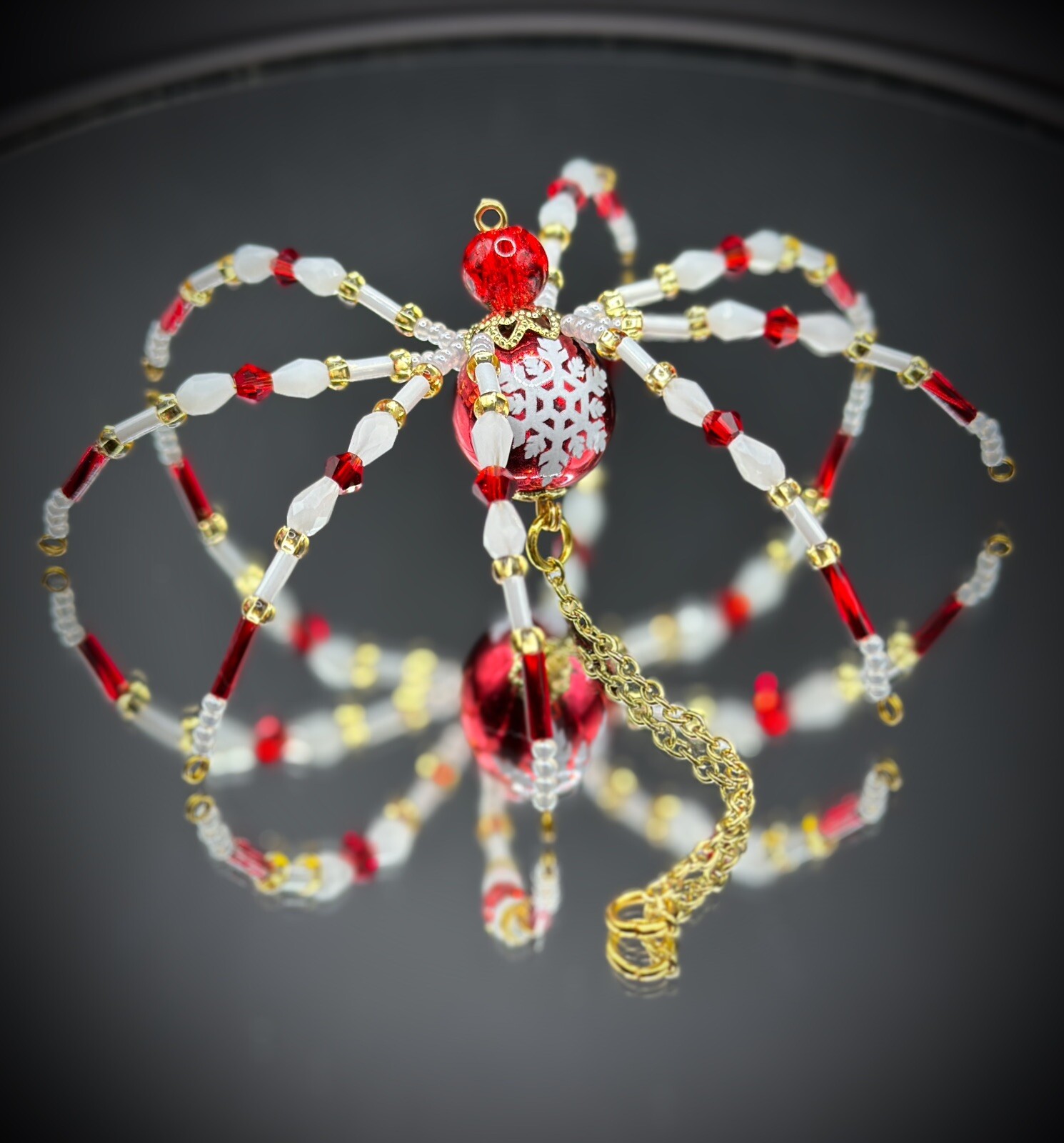 Handmade Christmas Snowflake Ball Beaded Metal Wire Hanging SPIDER Decoration