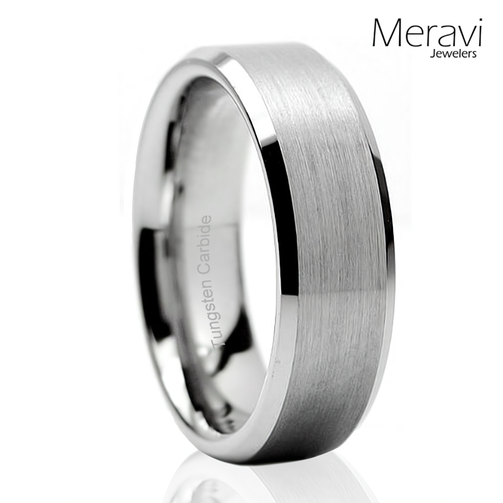 🔥 Genuine Tungsten Wedding Band Mens Rings Silver Brushed Mens Engagement Ring
