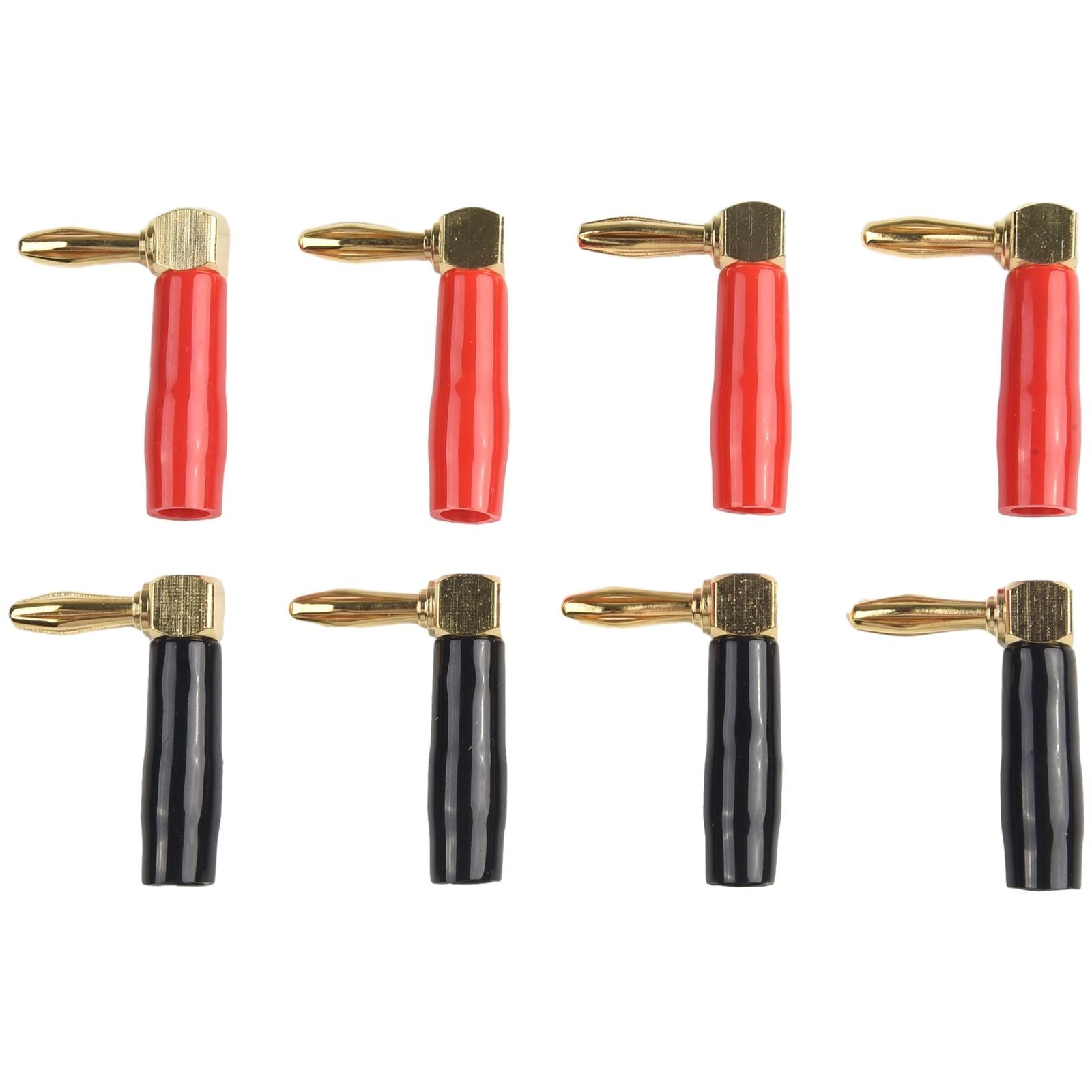 Right Angle 4mm Banana Plugs 4 Pairs for Safe Speaker Connectors