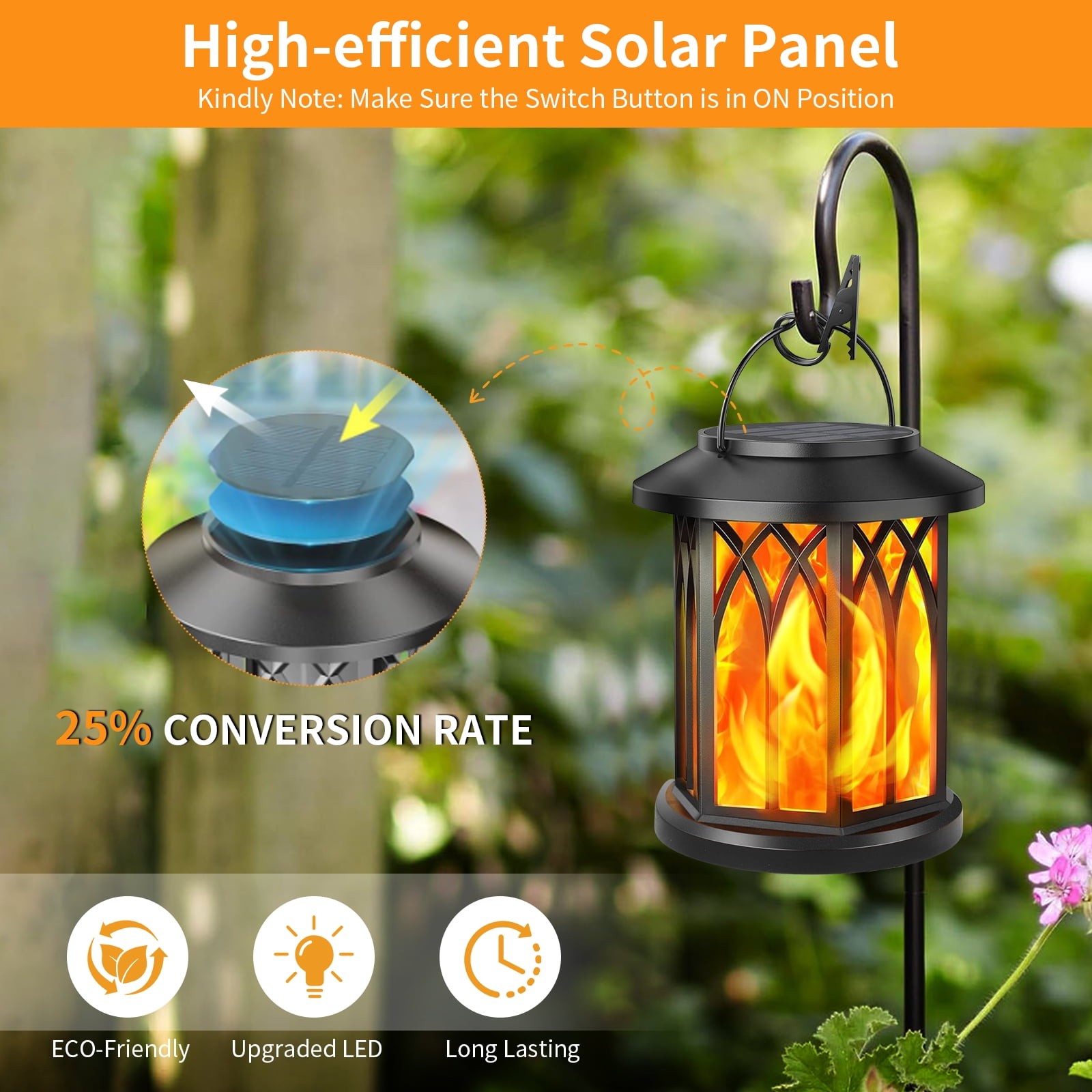 2 Pack Solar Lantern Outdoor Lights, Upgraded Flickering Flame Solar Lanterns...