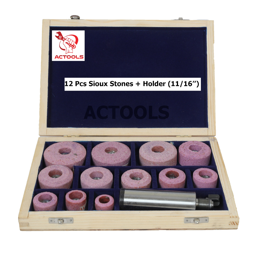 Valve Seat Grinding Stones 12 Pcs With Stone Dresser & 6 pcs Pilots + Holder USA