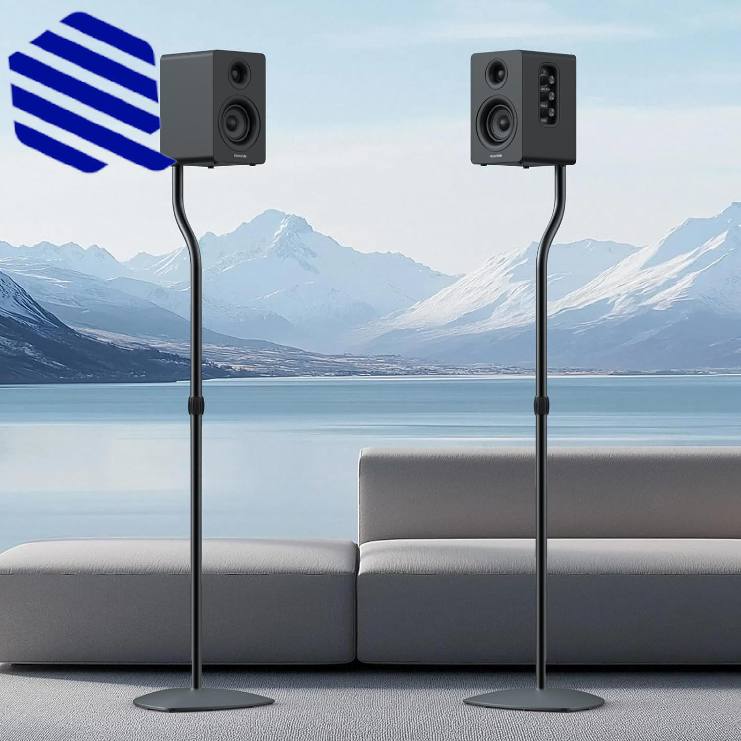 Universal Speaker Stands Pair Satellite & Bookshelf Speaker Stands-28-38in Adjus
