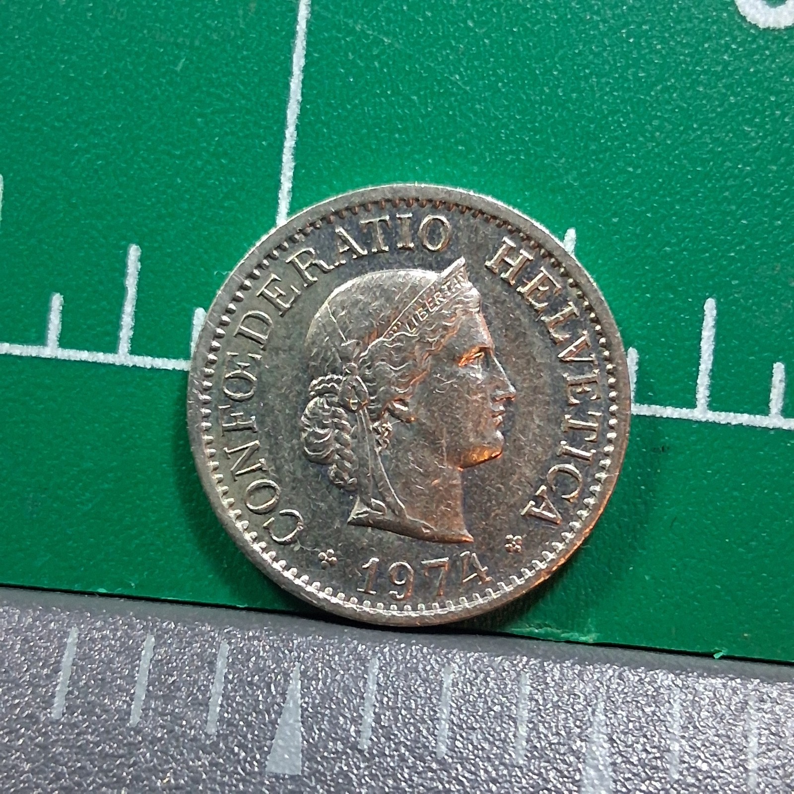 1974 Switzerland Libertas / Wreath 10 Rappen Currency Coin
