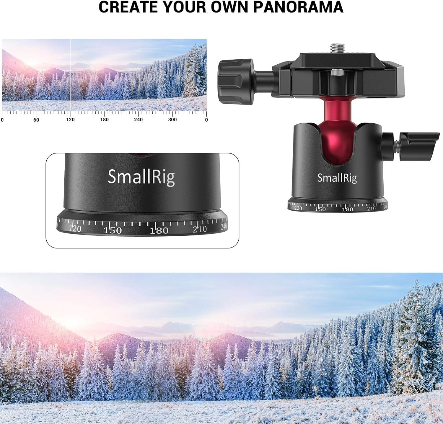 Mini Ball Head, Tripod Head Camera 360° Panoramic with 1/4" Screw 3/8" Thread...