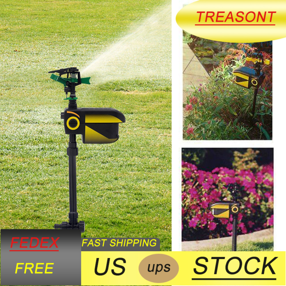 Solar Scarecrow Motion Activated Sprinkler with Day + Night Detection Modes USA