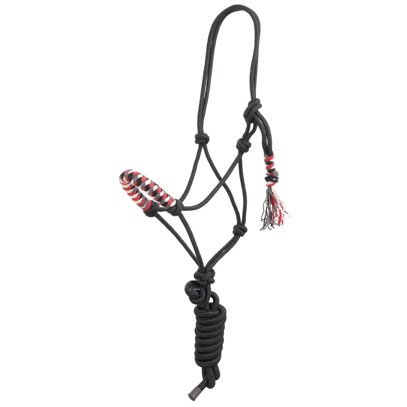 Showman Steely Red Mohair Wool Nose Cowboy Knot Halter w/ Lead