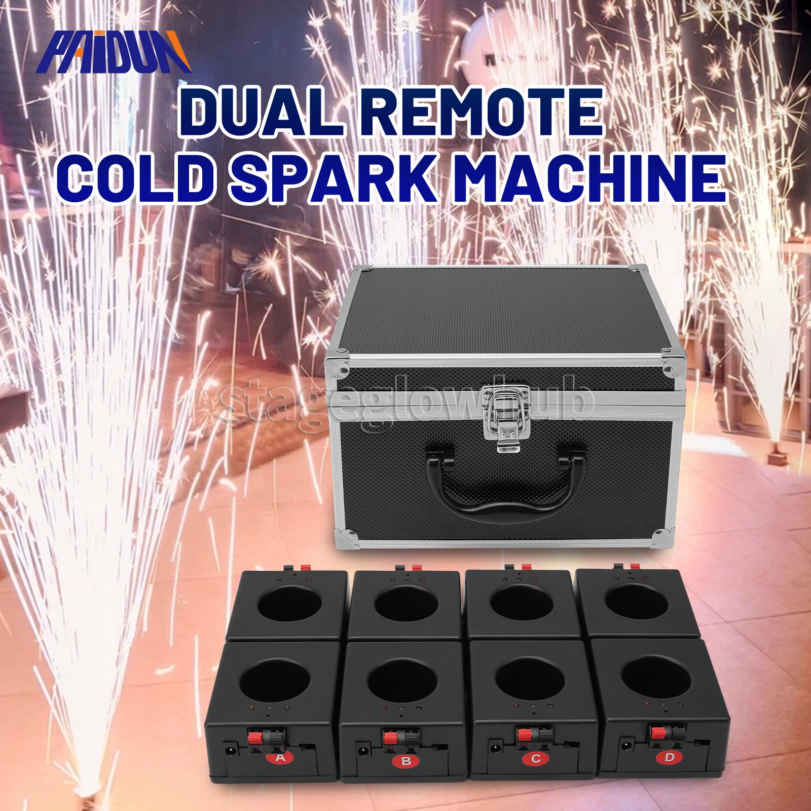 PAIDUN 8 Pack Cold Sparkler Base Kit Double Remote Control 1-2M/3.2-6.5FT Height
