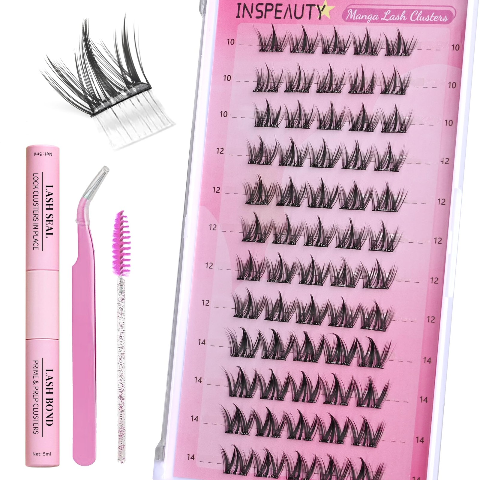 Self Adhesive Manga Eyelash Clusters Press-On Lashes No Glue Needed Pre Glued...