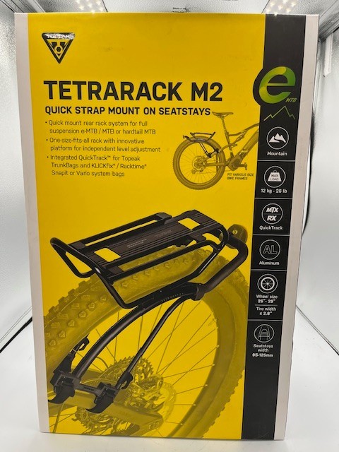 Topeak Tetrarack M2 Quick Strap Mount Rear Bike Rack, eMTB MTB Hardtail, 26"-29"