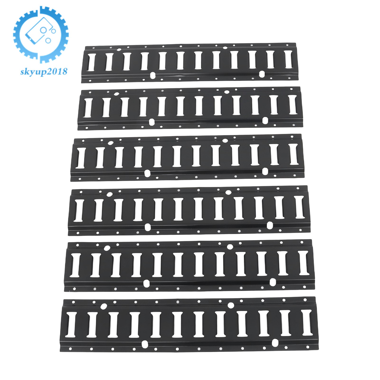 6 Pack 2' E Track Tie Down Rail Kit Steel Rail Enclosed Cargo Trailer Black