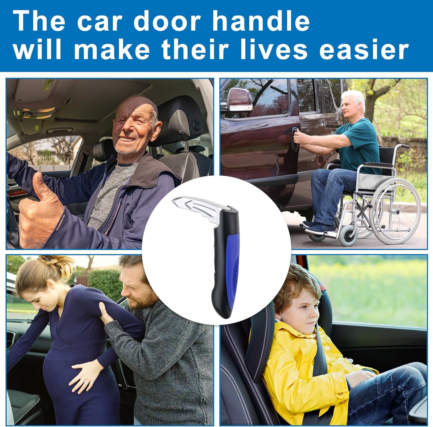Car Door Handle for Elderly, Car Handle Assist Support for Handicapped,Blue-1Pcs