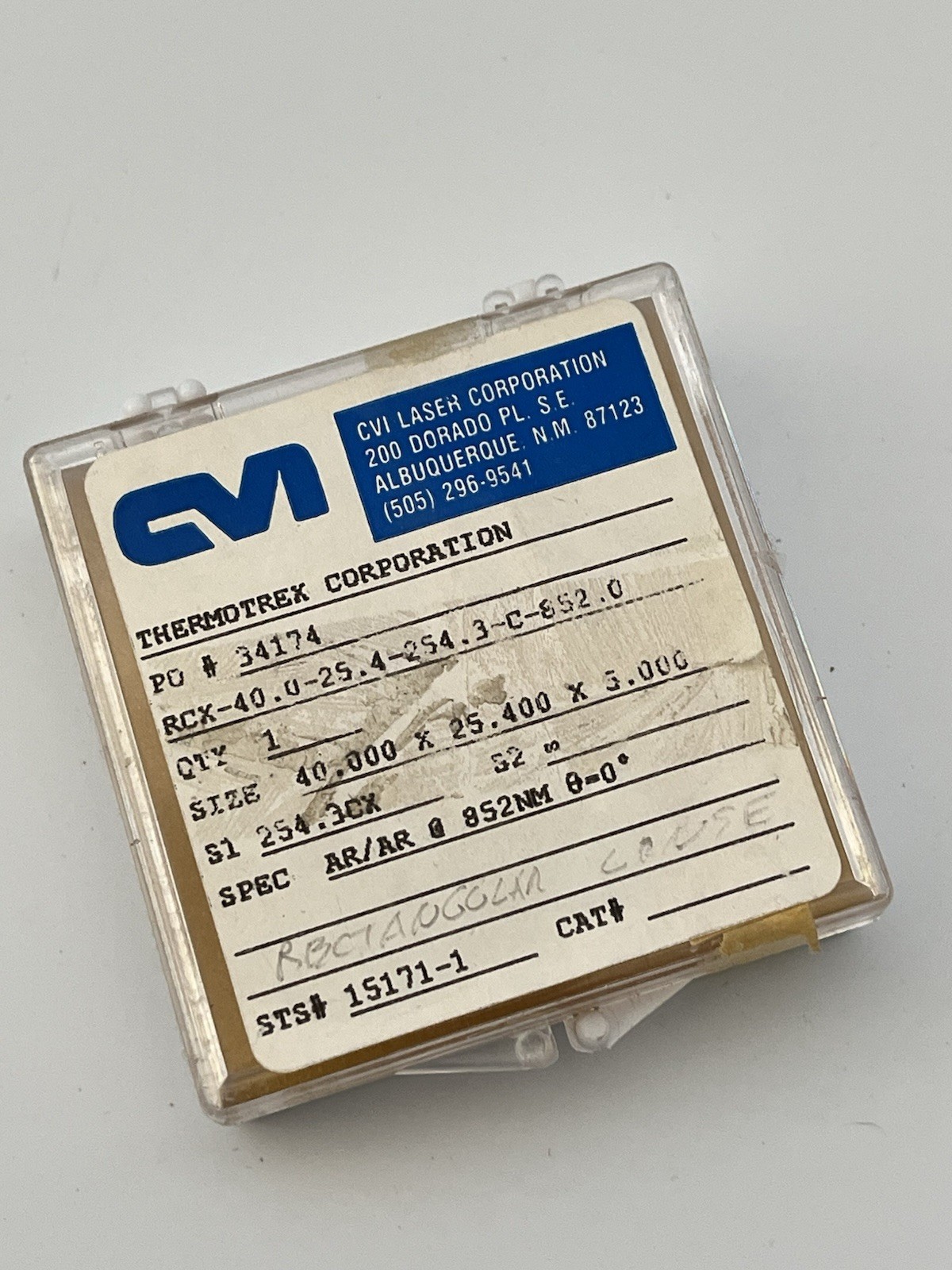 CVI Laser - RCX-40.0-25.4-254.3-C-852.0 Rectangular Lens