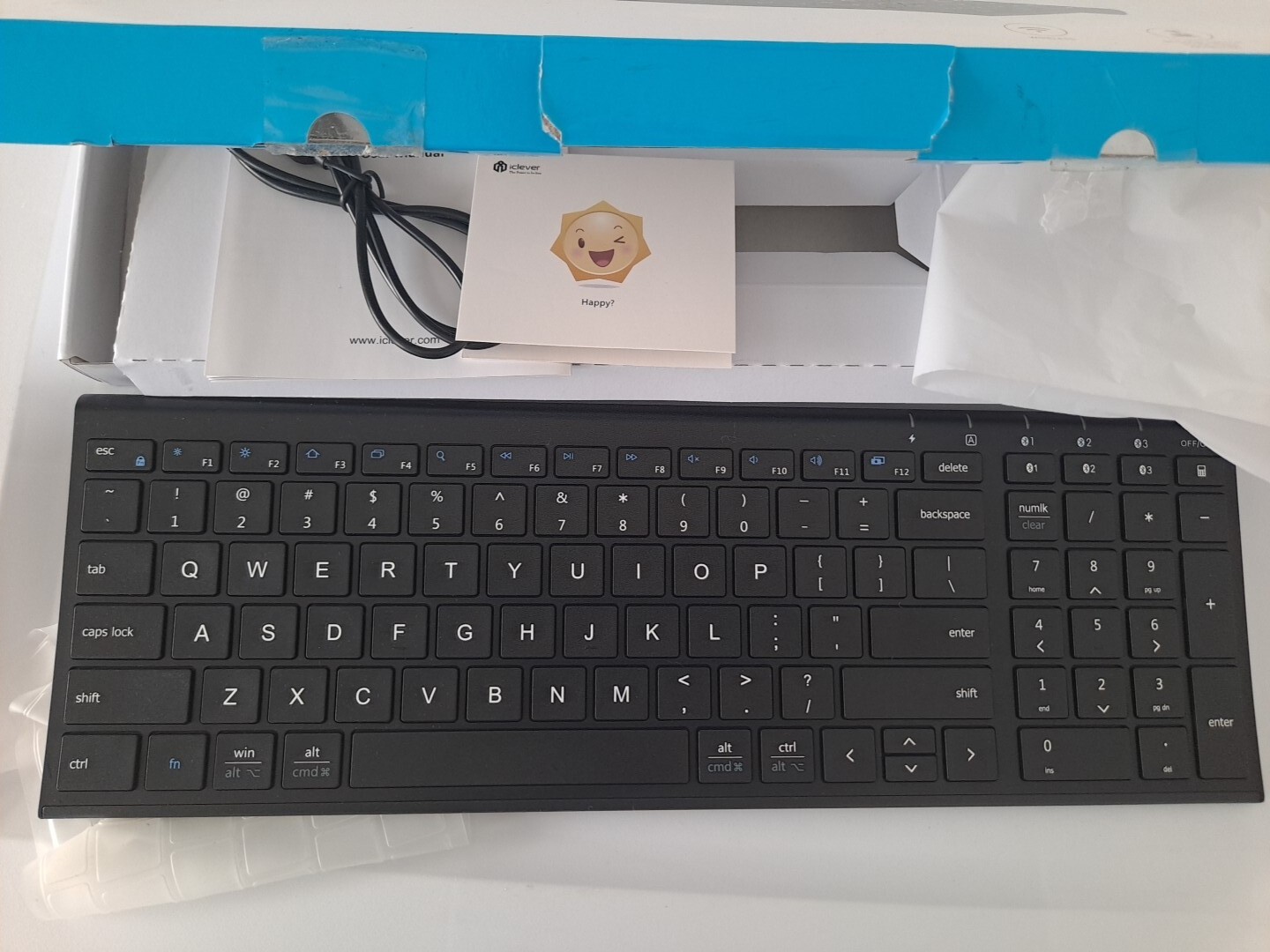 iClever IC-BK10 Multi Device Connection Rechargeable Wireless Keyboard Black NOB