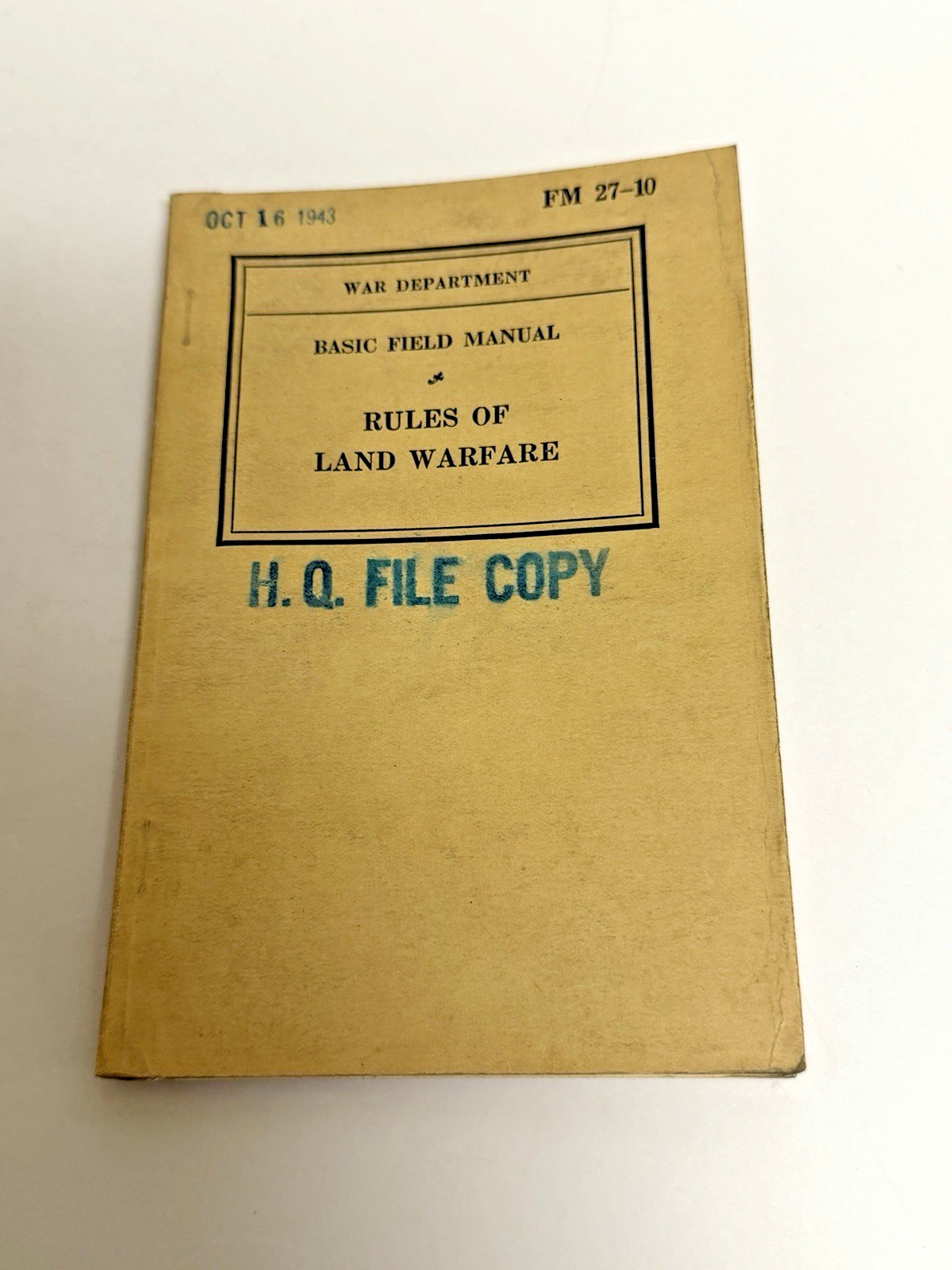 World War II WAR DEPT. BASIC FIELD Booklet RULES OF LAND WARFARE 1940 FM 27-10