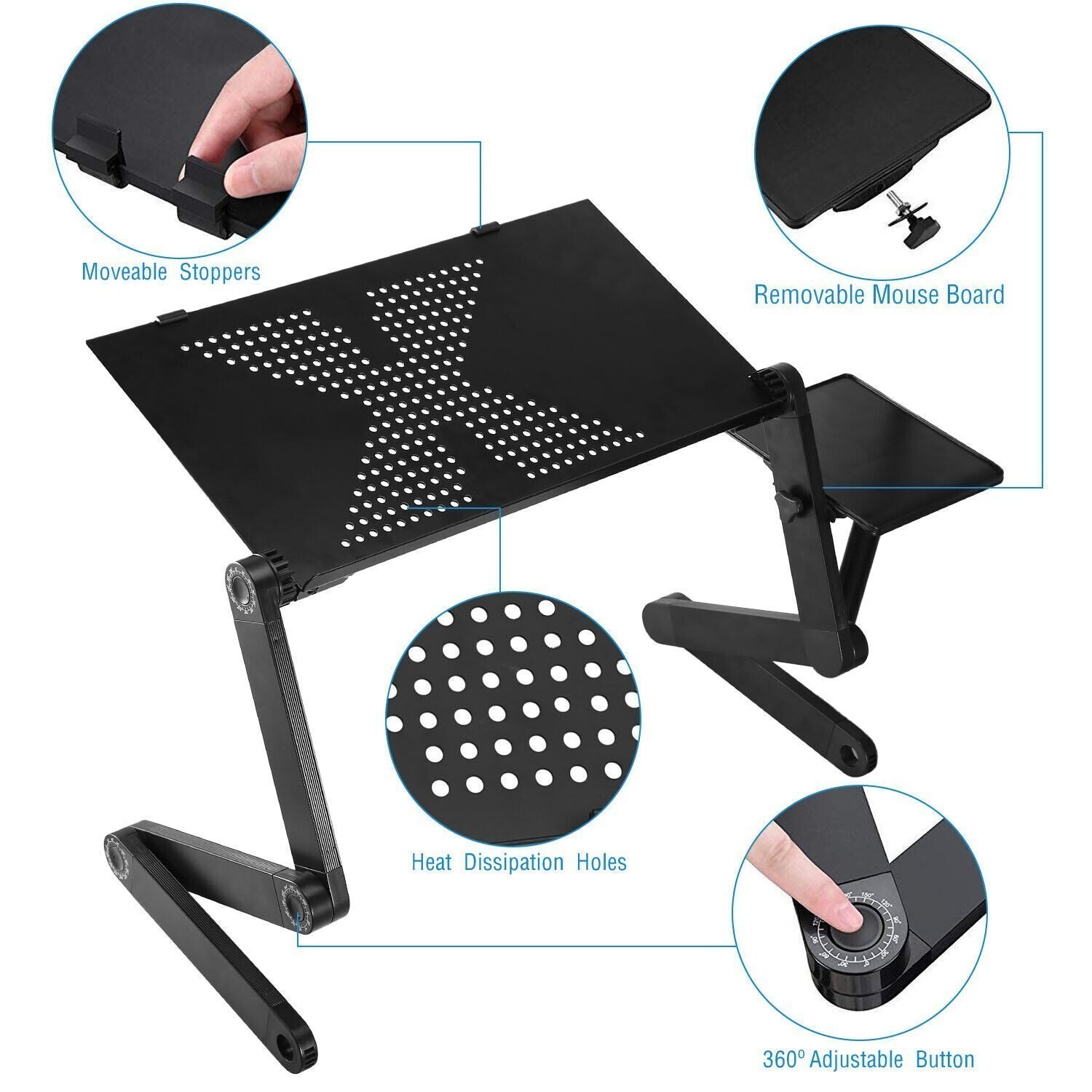 Foldable Laptop Table Stand Lap Sofa Bed Tray Computer Notebook Desk Adjustable