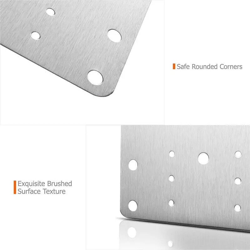 Hinge Repair Plate for Cabinet Door, 4x Stainless Steel Hinge Repair Bracket Kit