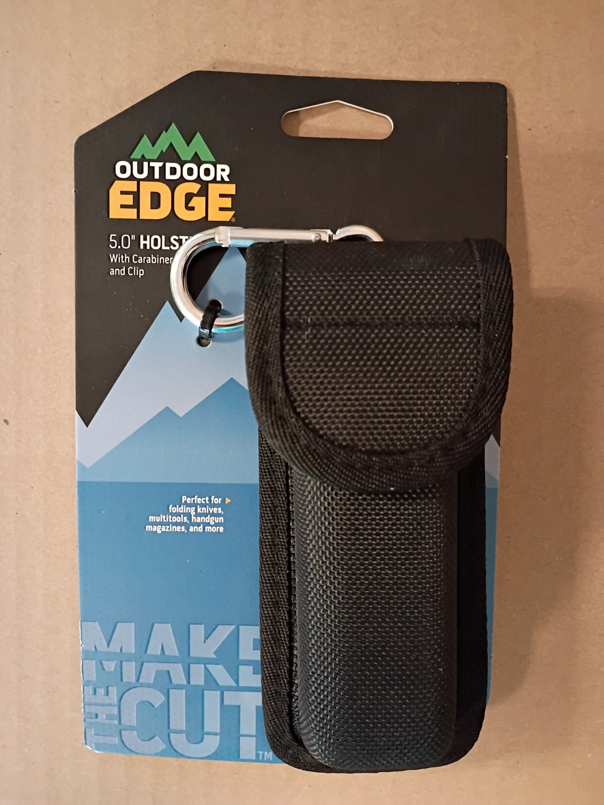 Outdoor Edge 5.0" Multi-Use Holster Nylon w/ Carabiner and Clip NEW DISCONTINUED