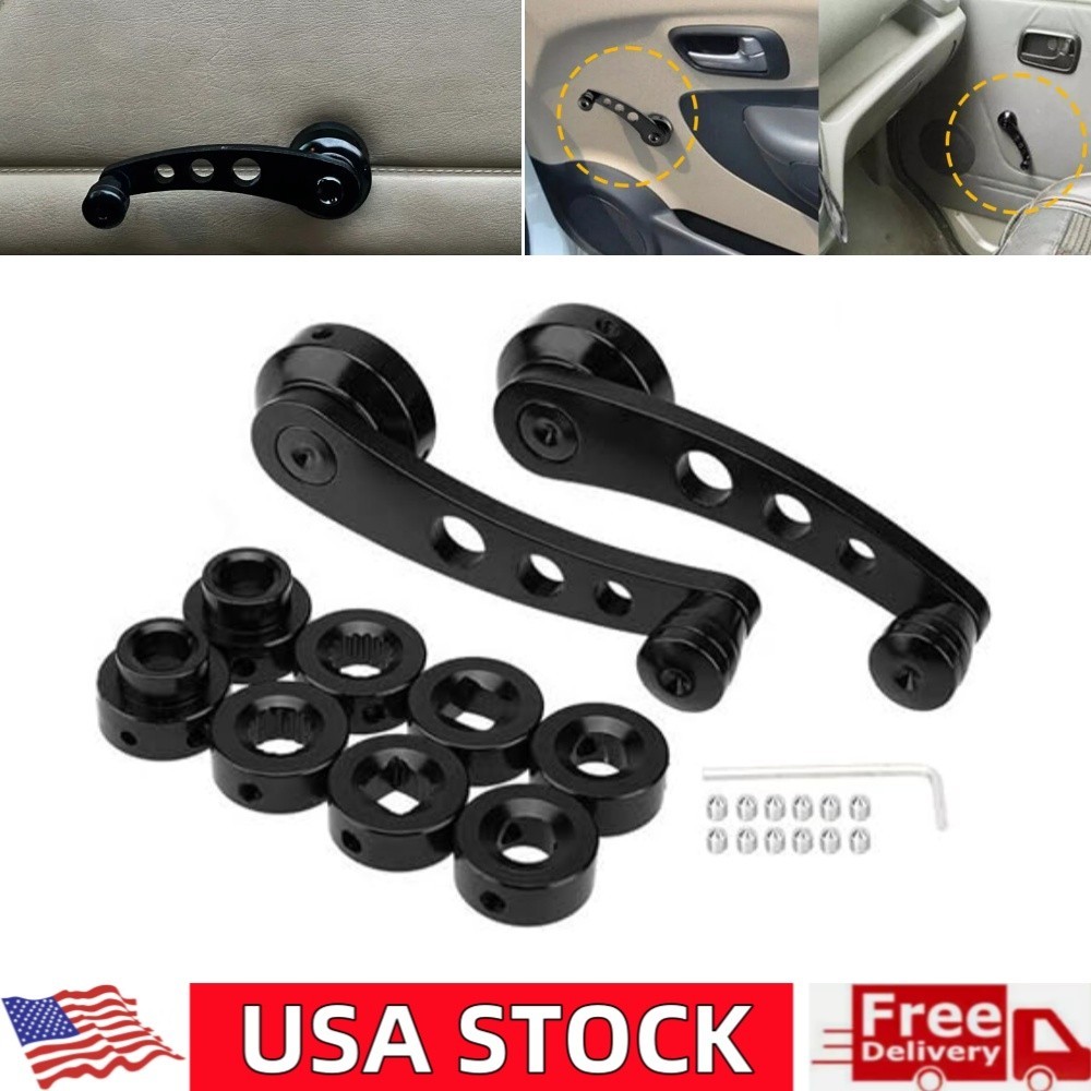 2PCS Car Window Crank Handle Window Winder Crank Riser Handle Aluminum Universal