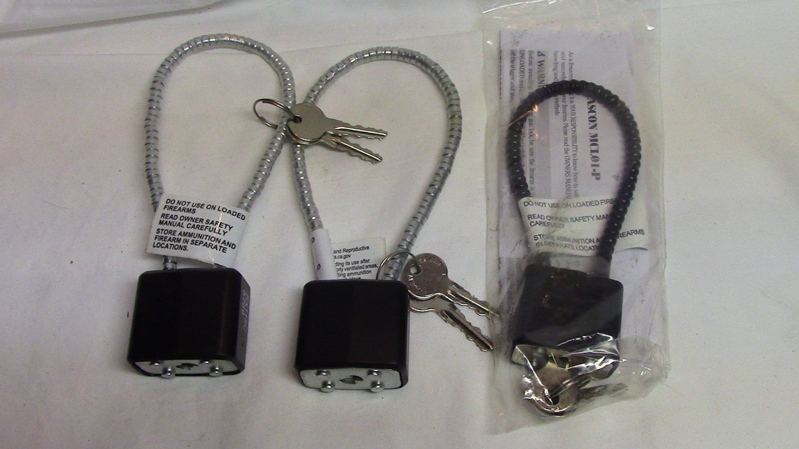 3 Gun Cable Safety Locks NEW W/Key