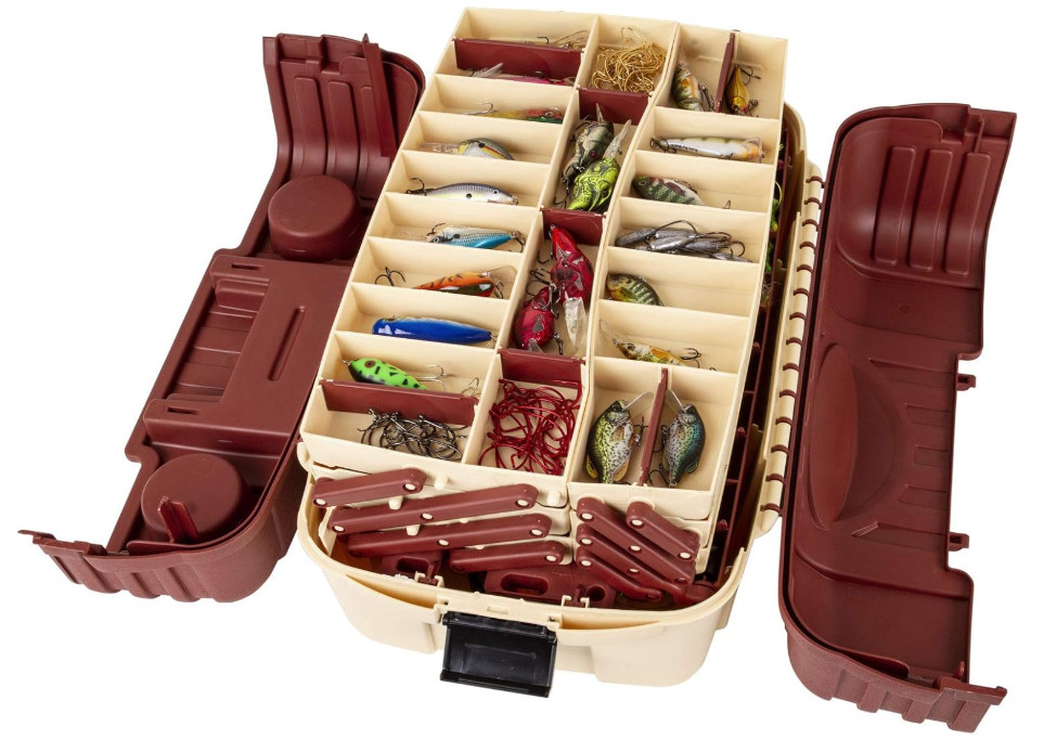 Large Fishing Tackle Box 7 Tray Full Travel Holder Pack Handle-Locking Hip Roof