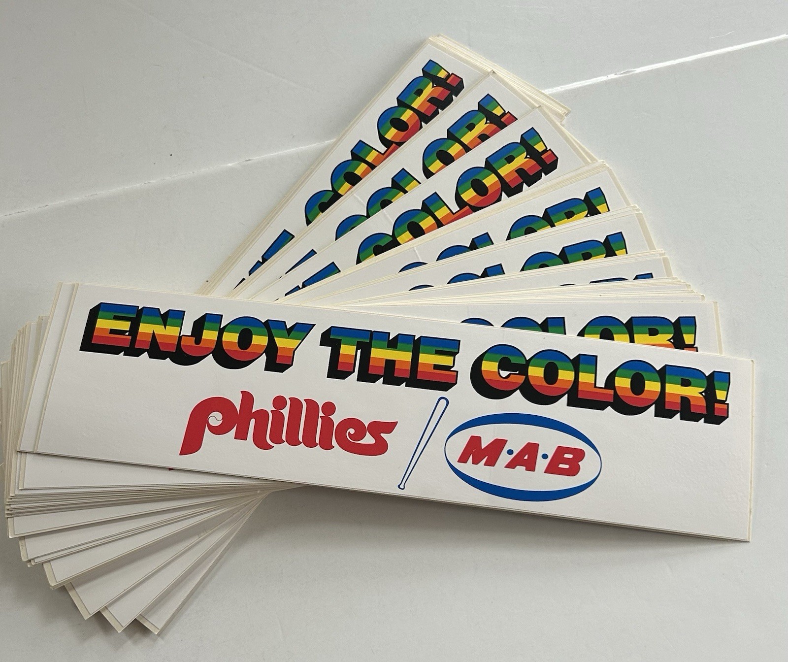 Qty 50 Vintage Philadelphia Phillies MAB  Stickers Enjoy The Color Unused