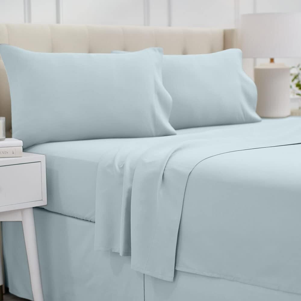 Shalala Microfiber Light Blue King Size 4-Piece Sheet Set ~NEW~
