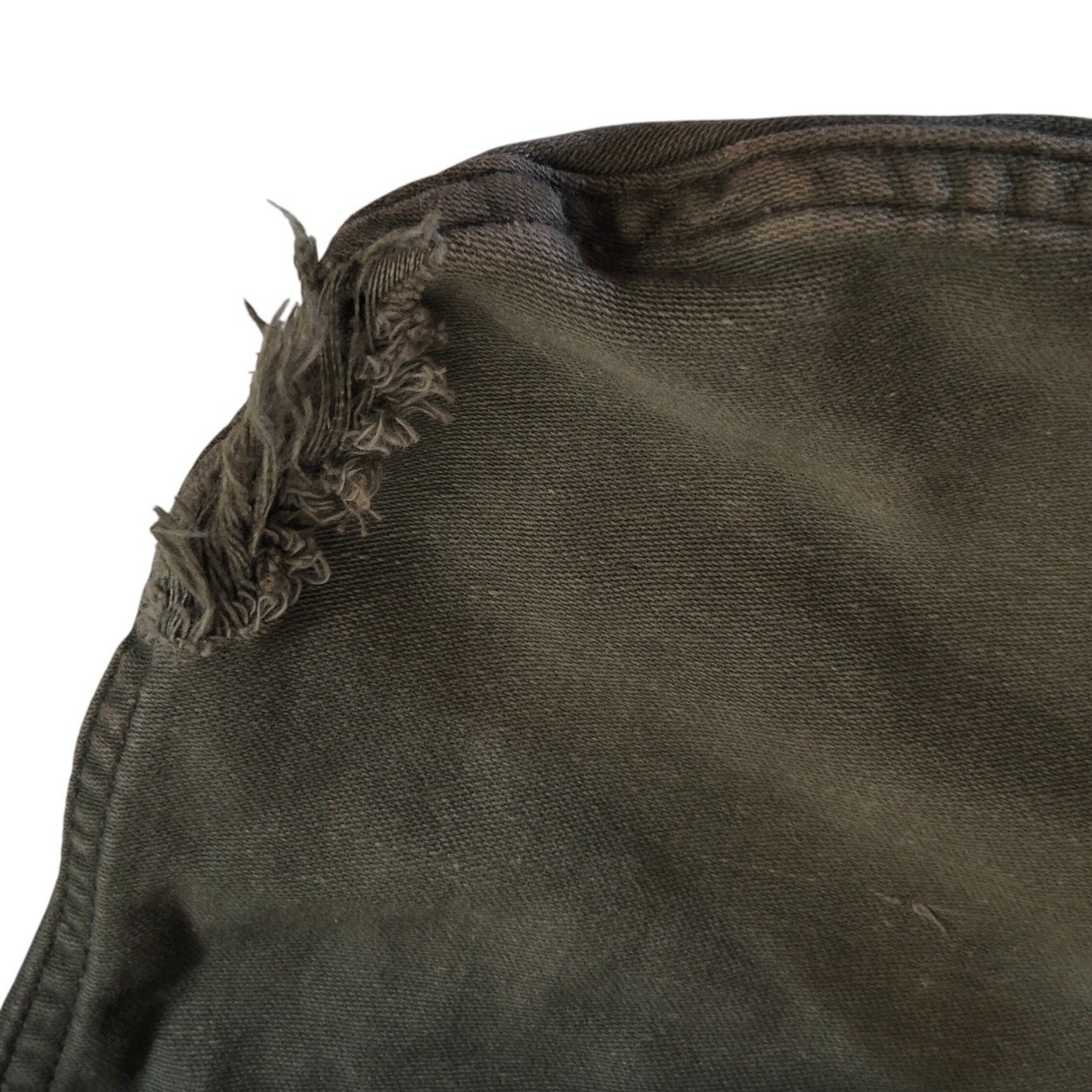 WWII Cloth Barracks Bag – Green Canvas, Multiple Holes, No Visible Stamping