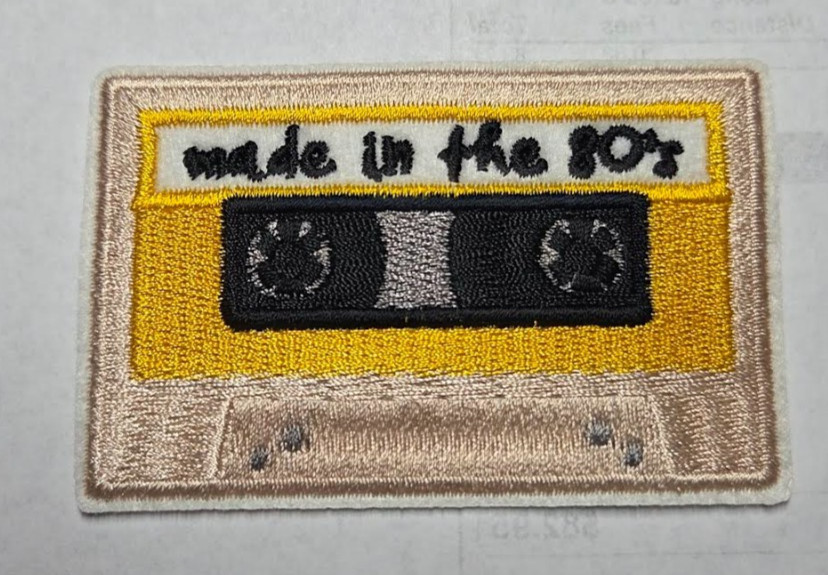 Cassette Tape (embroidered iron/sew on patch) Made in the 80's