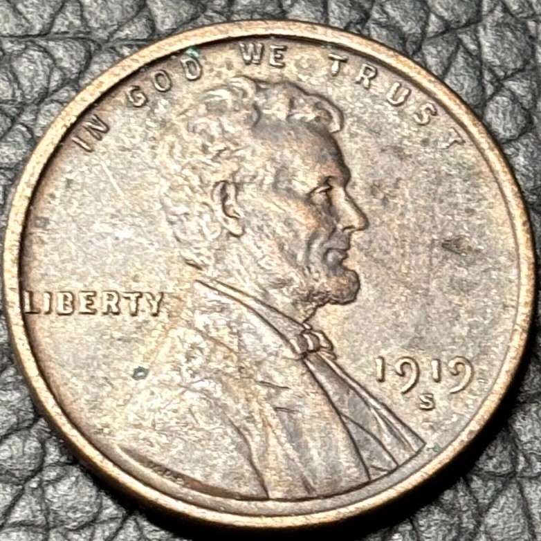 1919-S Lincoln Wheat Cent Penny XU-AU **GREY TONED PRETTY** SCARCE BEAUTIFUL OBO