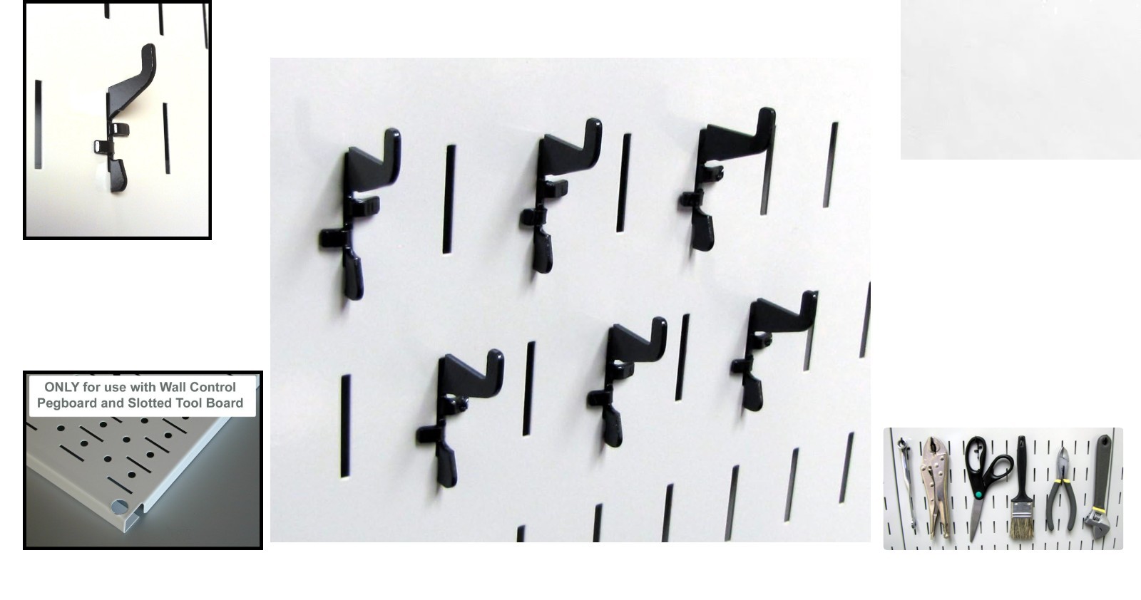 6 Pcs Black Rust-Resistant Slotted Metal Hooks for Pegboard Tool Organization