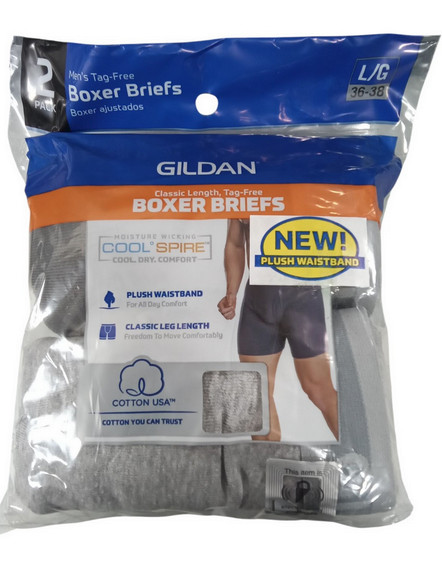 Gildan Boxer Briefs 4PK W/ Plush Waistband Size L Mixed Style