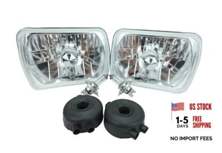 H6054 7"x6" Chrome Housing Diamond Cut Headlights Replacement Glass H4 7x6