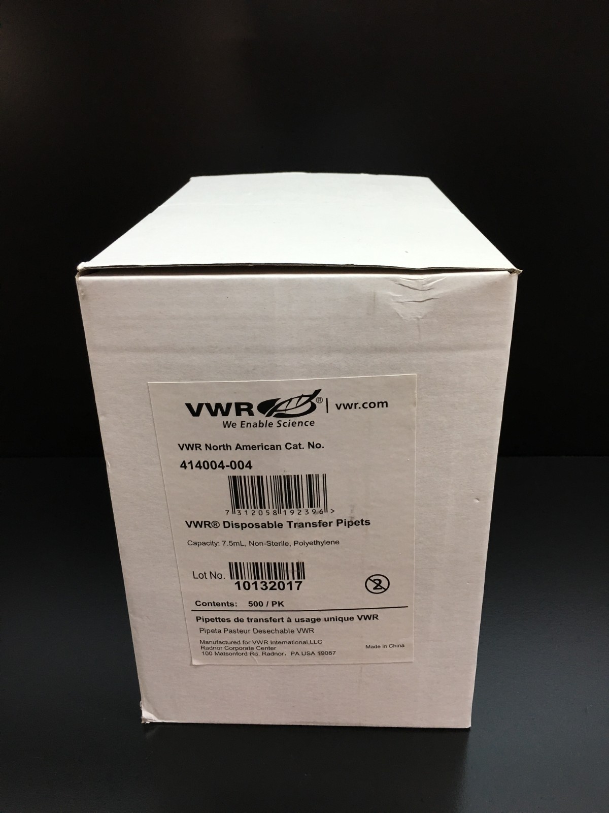 VWR Cat No 414004-004 Disposable Transfer Pipettes Graduated 7.5mL