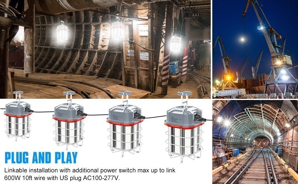 100W LED Temporary Work Light Constructions Linkable High Bay Work Lamp -15000LM