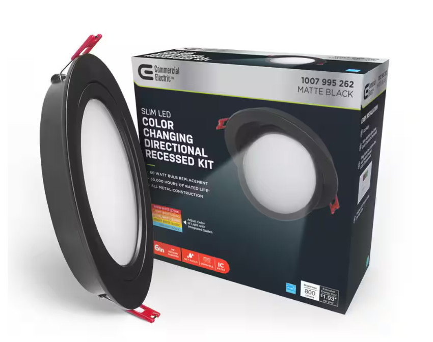 CE Directional Integrated LED 6 in Round Adj Color Temp Canless Recessed Light