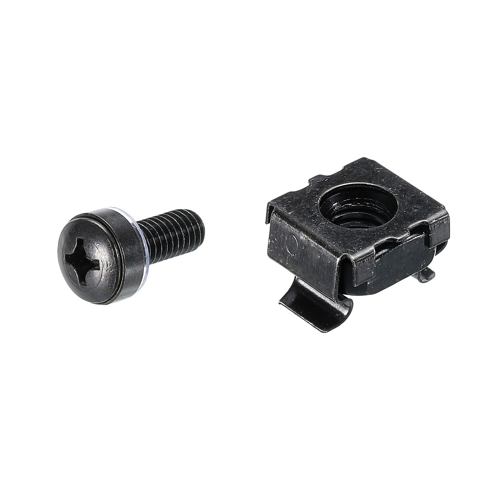Rack Mount Cage Nuts M6x14mm Iron Zinc Plated with Washers, Black 10 Sets