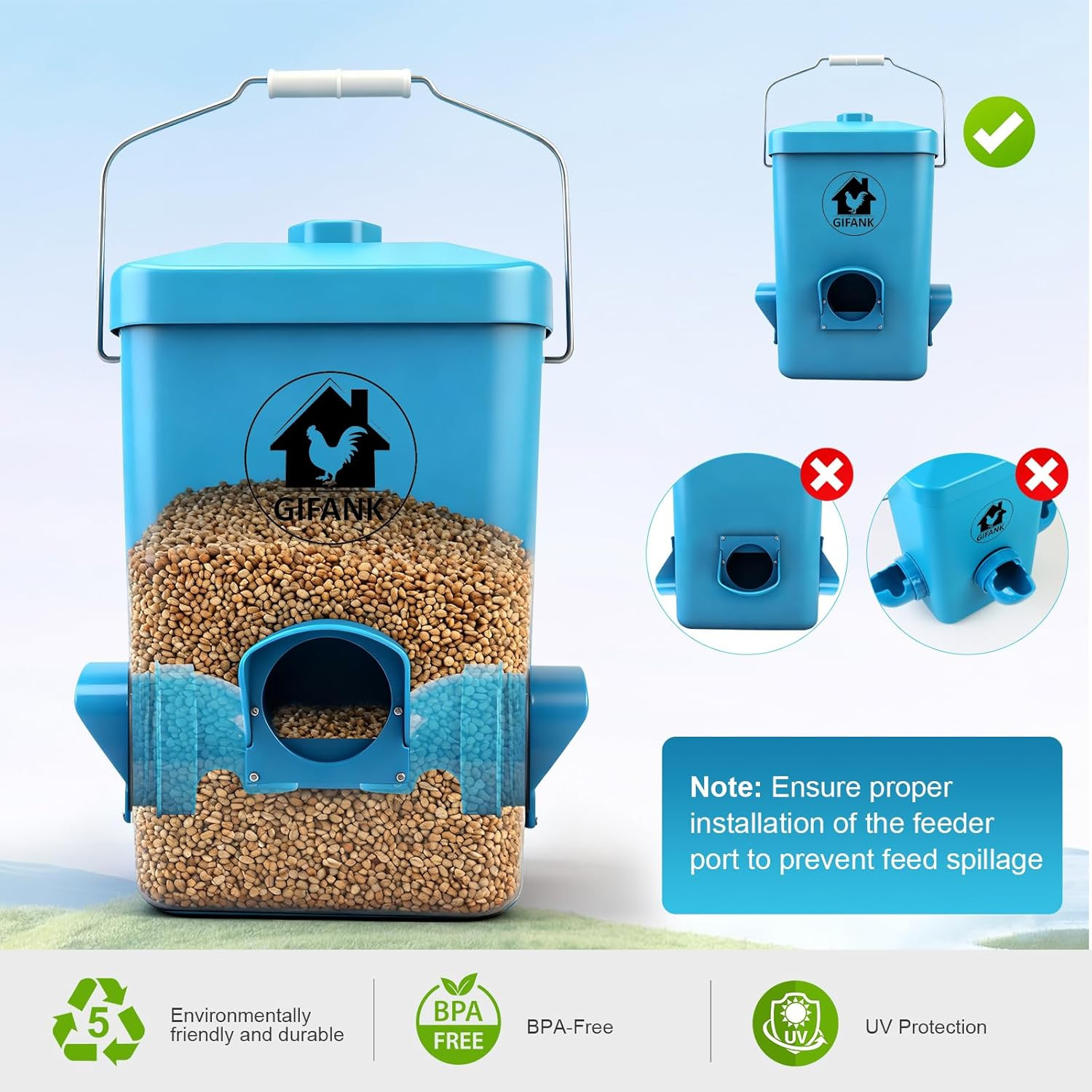 26 Pounds Chicken Feeder, Automatic Chicken Feeder No Waste Waterproof,Hanging P