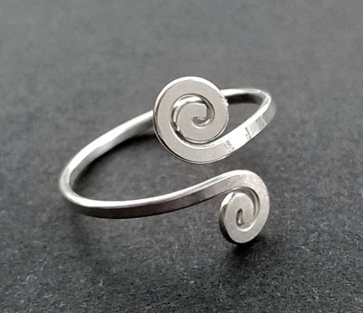 Valentine's Solid Metal Adjustable Swirl Toe Ring Gift For Women's 925 SS