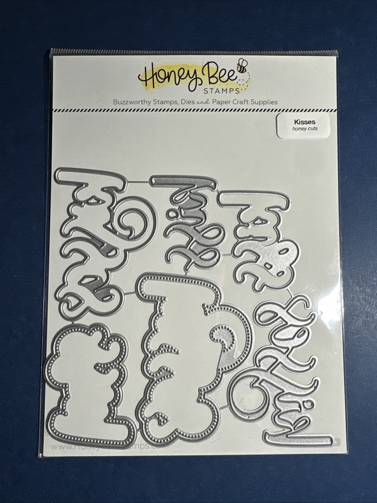 NEW! Honey Bee Stamps -KISSES DIE - 2 sizes, Word, Backer, Pierced backer