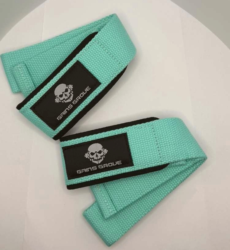 Weight Lifting Straps Deadlift Powerlifting Wrist Wraps for Gym Workout MintBlue