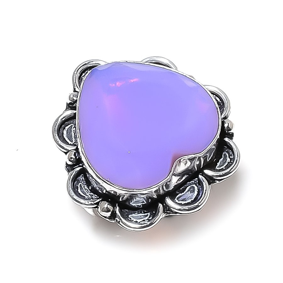 Purple Chalcedony Gemstone 925 Sterling Silver Gift Jewelry Ring Size 8 O346