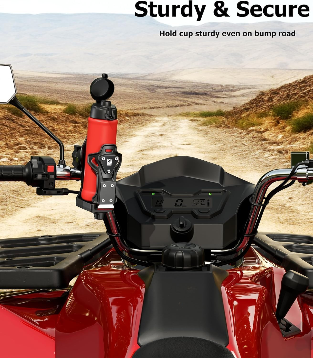 Anti-Theft Motorcycle Cup Holder, Extra Large Adjustable Size Bike Water Bottle