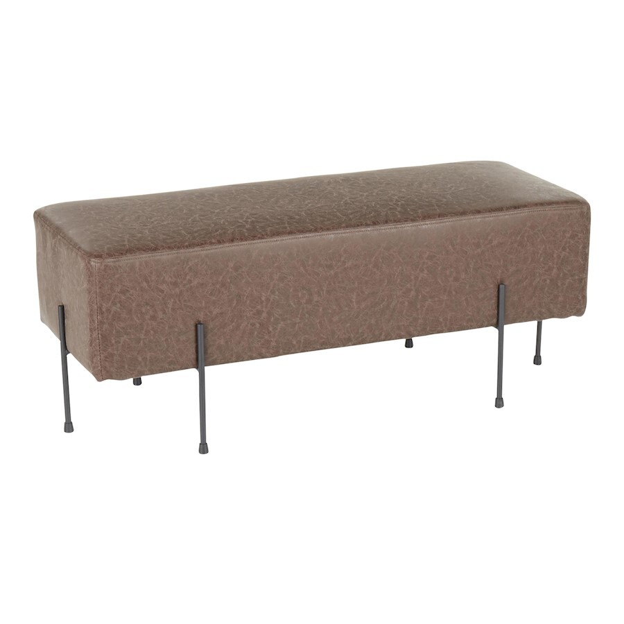 LumiSource Daniella Bench, Black Metal and Espresso Faux Leather - BC-DNLABKE