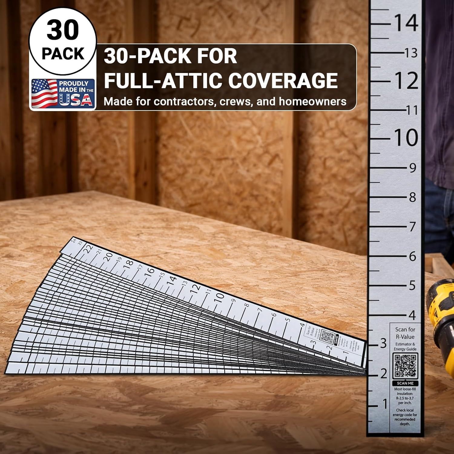 Aimee’S Workshop Attic Anchor - Insulation Ruler Depth Markers for Blown-In Insu