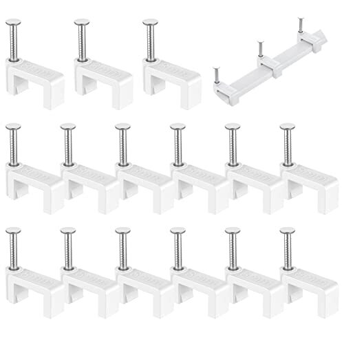 Cable Clips White -  100 Pieces Ethernet Cable Clips 8mm(0.32in) White - Flat