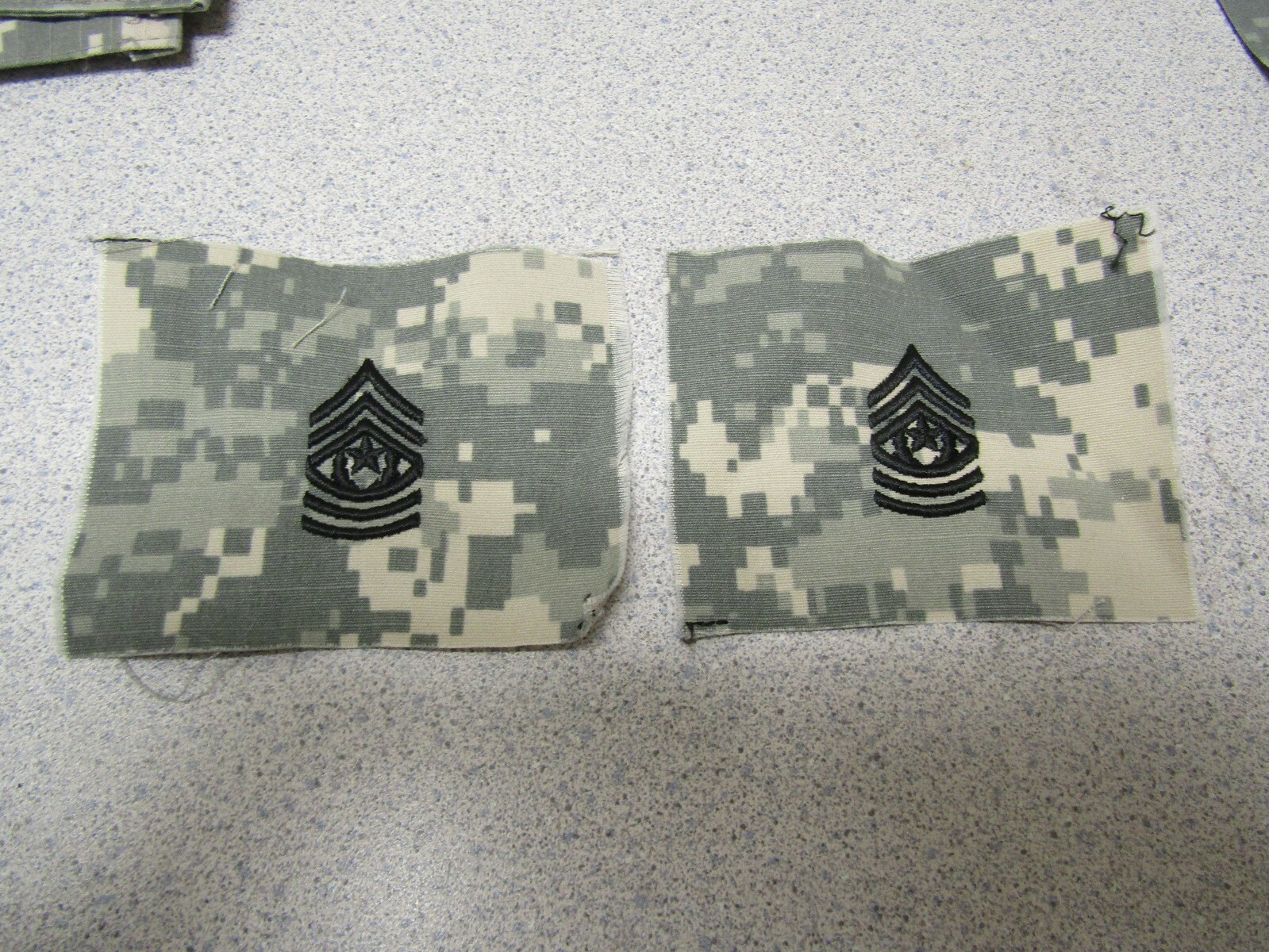 US MILITARY INSIGNIA PATCH SEW ON SET OF 2 RANK ACU COMMAND SERGEANT MAJOR E-9