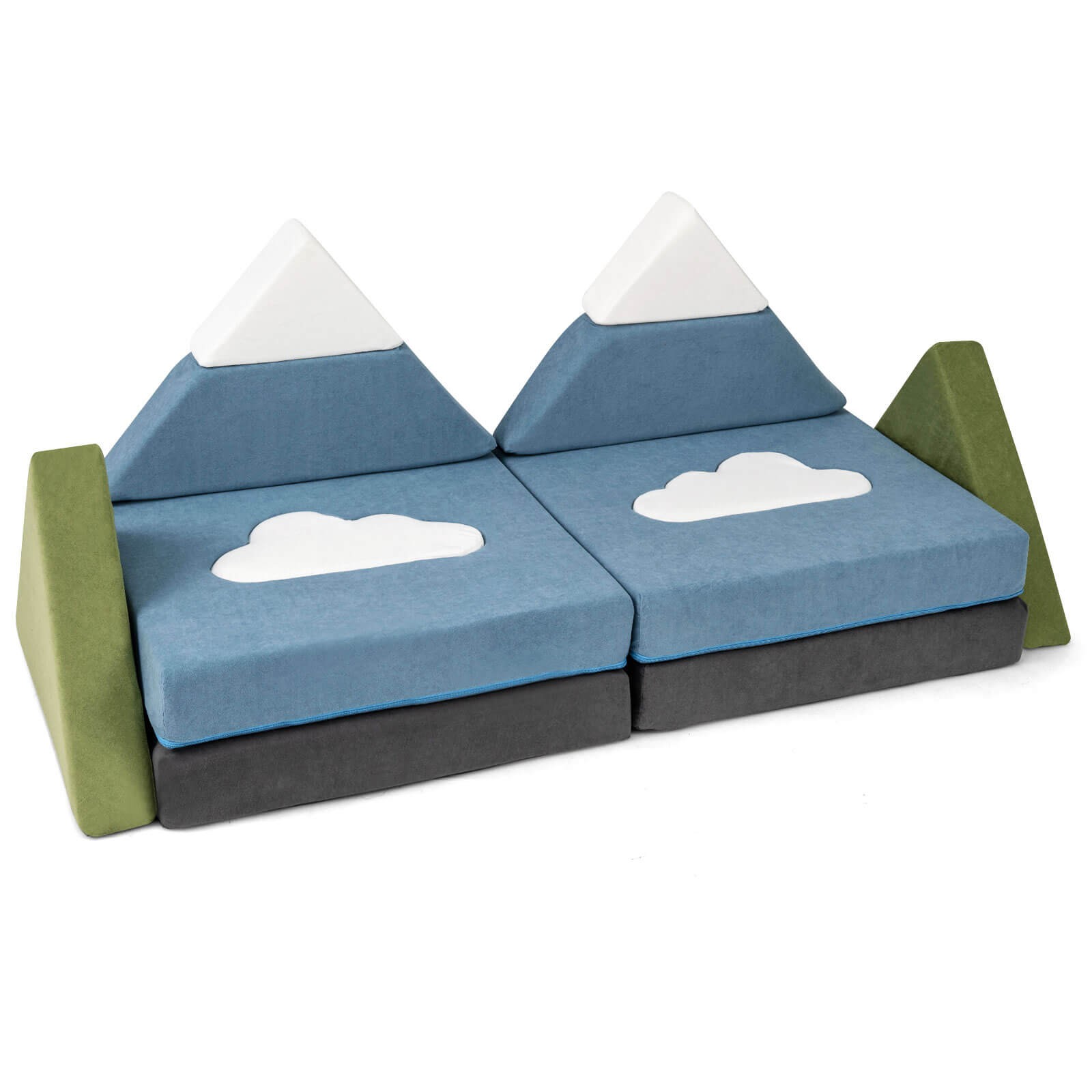 12 PCS Modular Kids Play Couch, Snow Mountain Theme Toddler Foam Building Fort