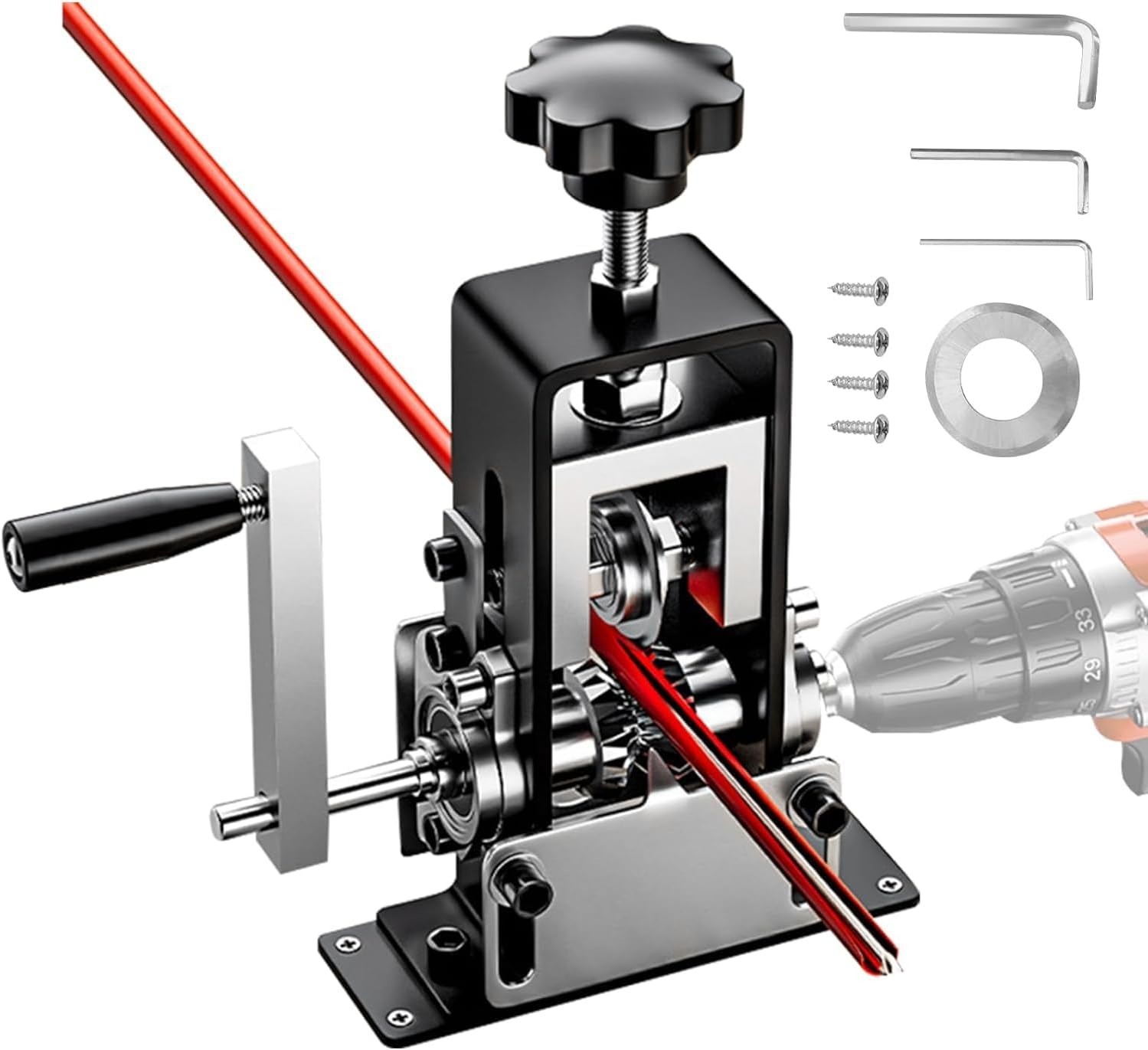 Versatile Hand Crank and Drill-Powered Wire Stripper for Scrap Recycling