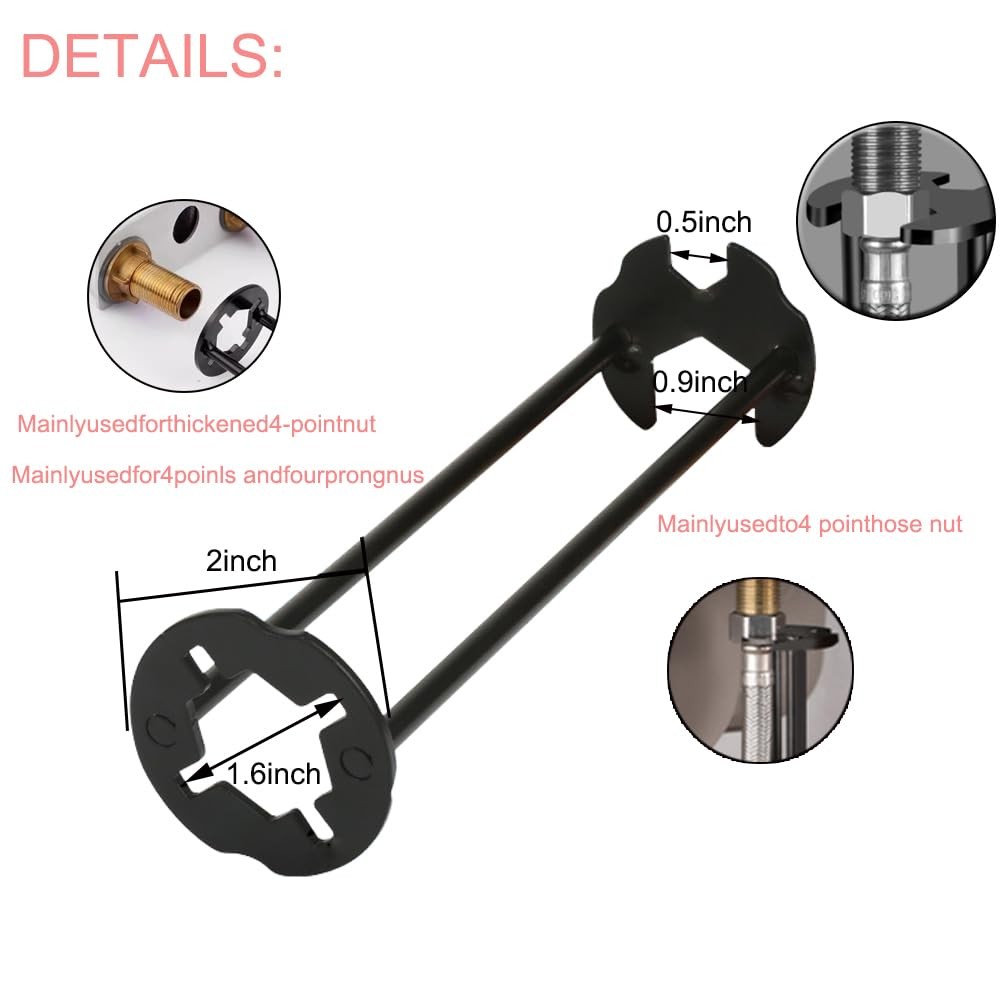Multifunctional Basin Wrench, Carbon Steel Faucet Tool for Sink and Tight Spaces
